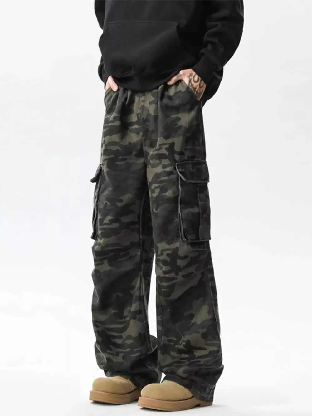 Refined Men's Full Size Loose Fit Camouflage Cargo Pants