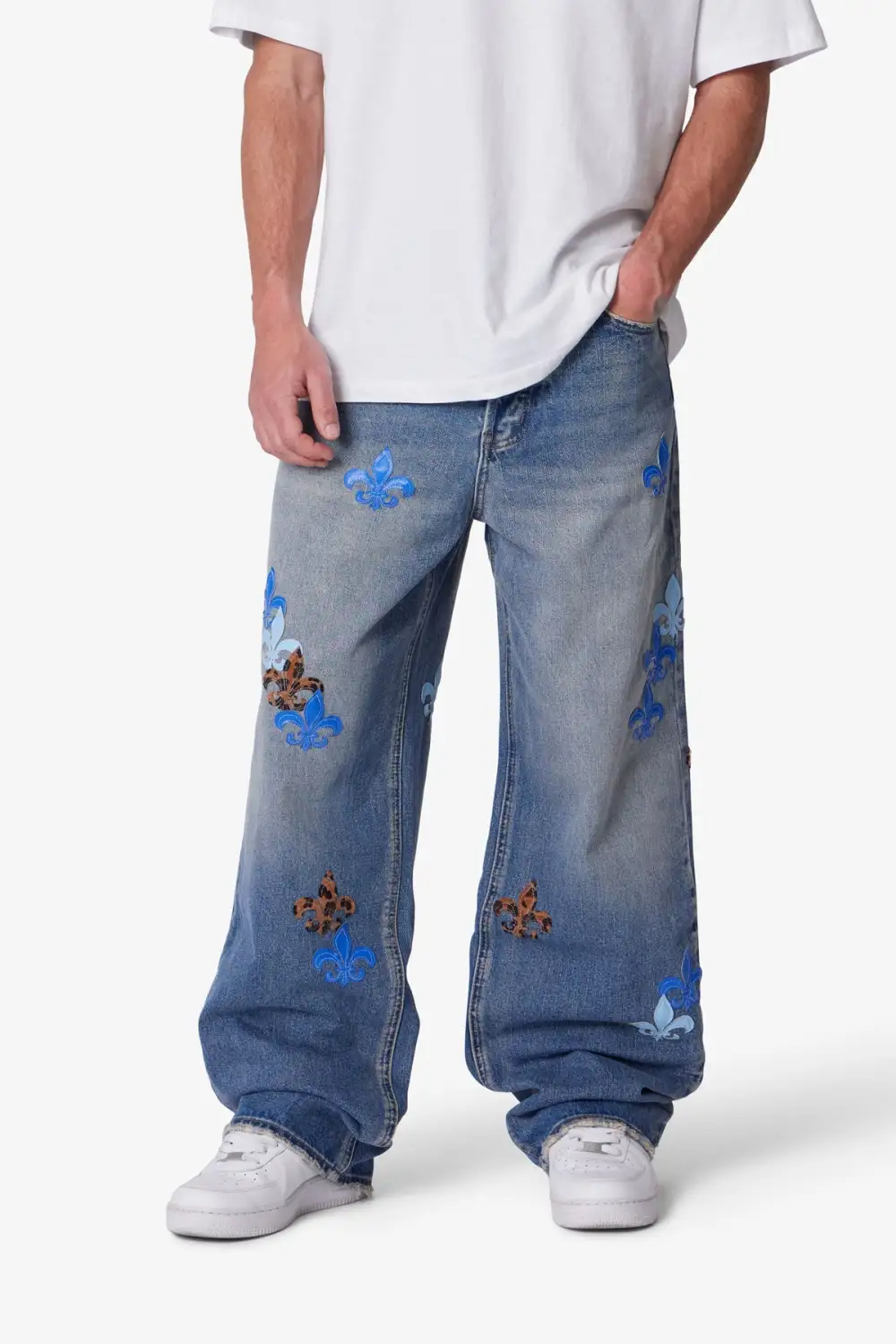 Modern Ultra Baggy Floral Detail Jeans