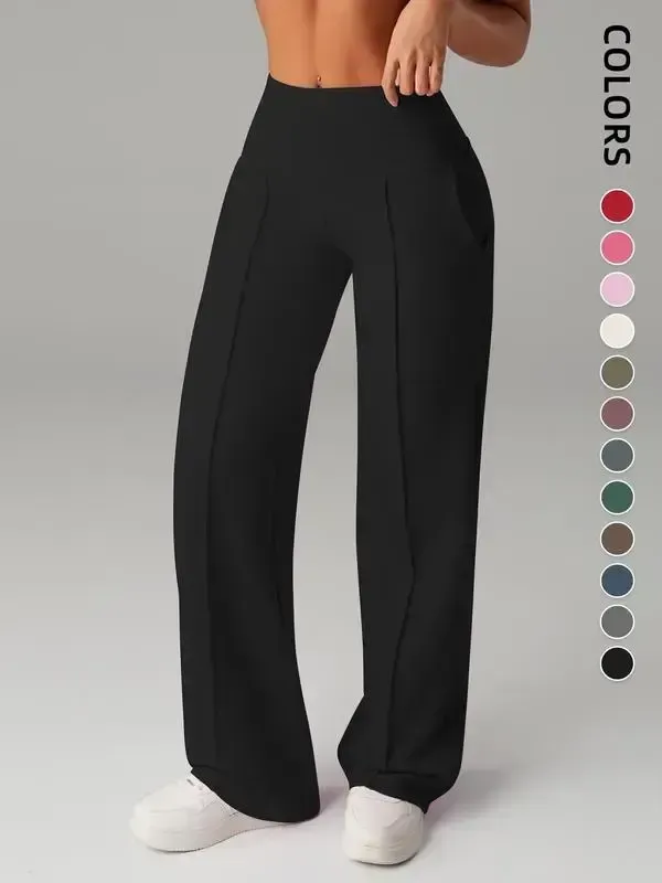 Women's Wide Leg High Waist Sweatpants with Pockets | Sporty Casual Style