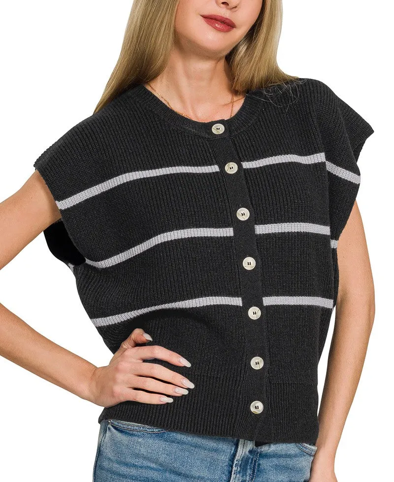 Soft Striped Viscose Sweater Vest
