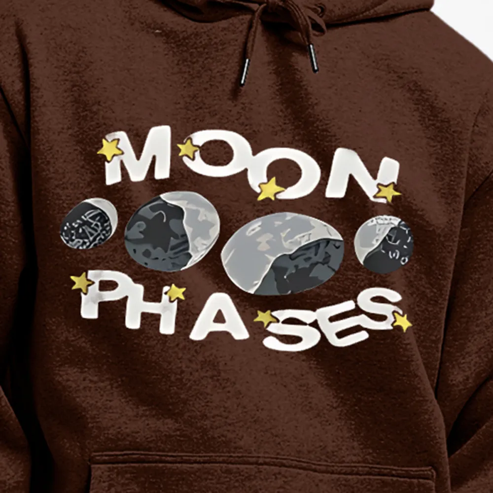 Sad Moon Print Hoodie