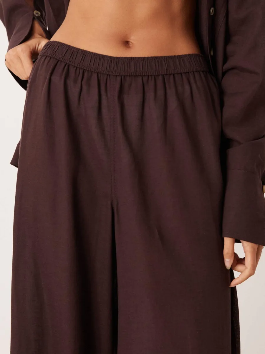 Elasticized Waistband Wide Leg Pants