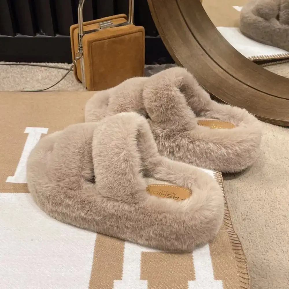 Refined Fuzzy Open Toe Slippers