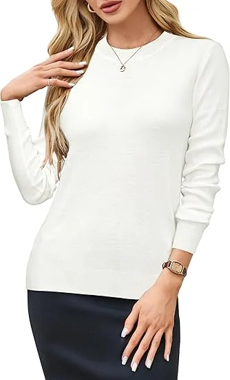 🍂 Women’s Wool Blend Classic Crew Neck Sweater – Timeless Warmth, Effortless Style