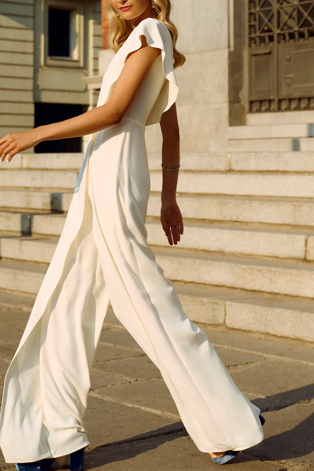 Women's Solid Color One Shoulder Jumpsuit