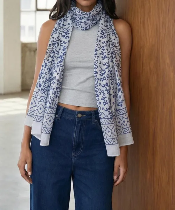 Bright Blue Abstract Scarf