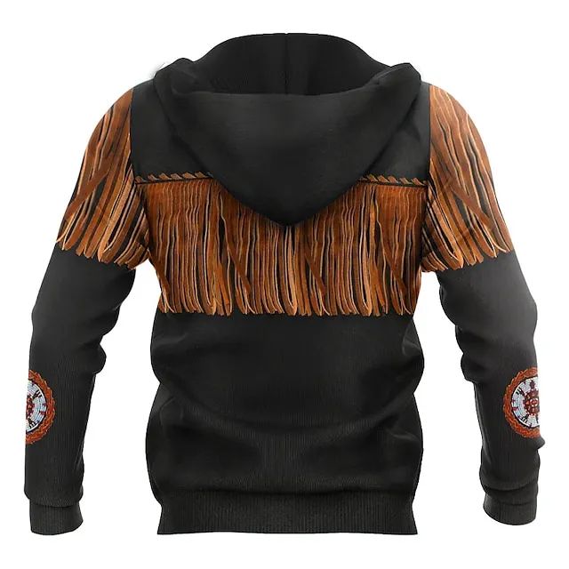 Men's Full Zip Hoodie Jacket Black+Brown Black White Yellow Brown Hooded Graphic Prints Zipper Print Sports & Outdoor Daily Sports 3D Print Streetwear Designer Casual Spring &  Fall Clothing Apparel
