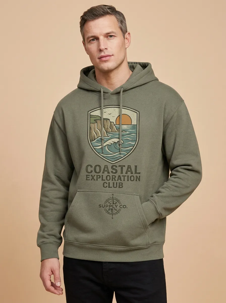 Men's Summit Coastal Explorer Ocean Sunset Graphic Hoodie