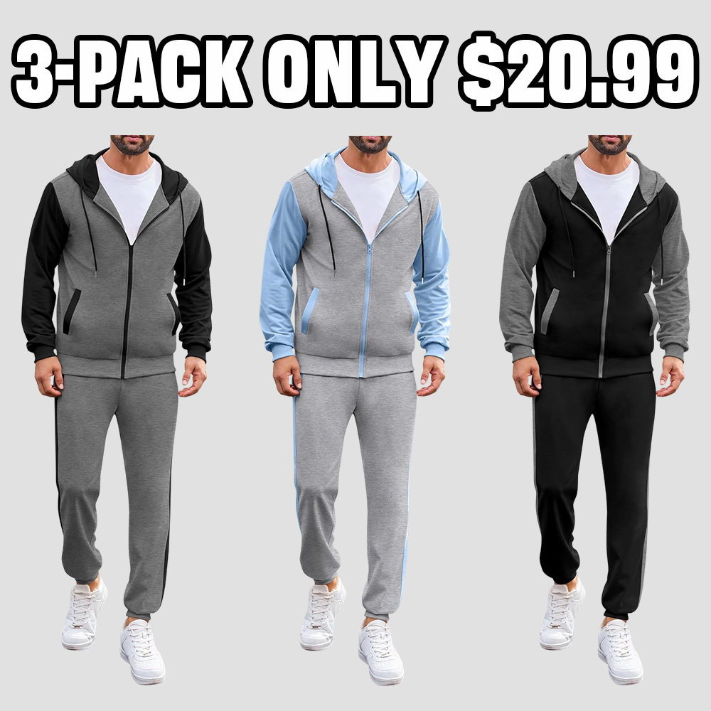 💥 6-Pack Men’s Activewear Sets | Only $24.9 | Men's Tracksuit 2 Piece Full Zip Set