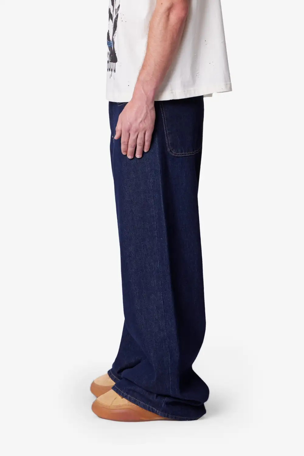 Relaxed Raw Finish Baggy Jeans