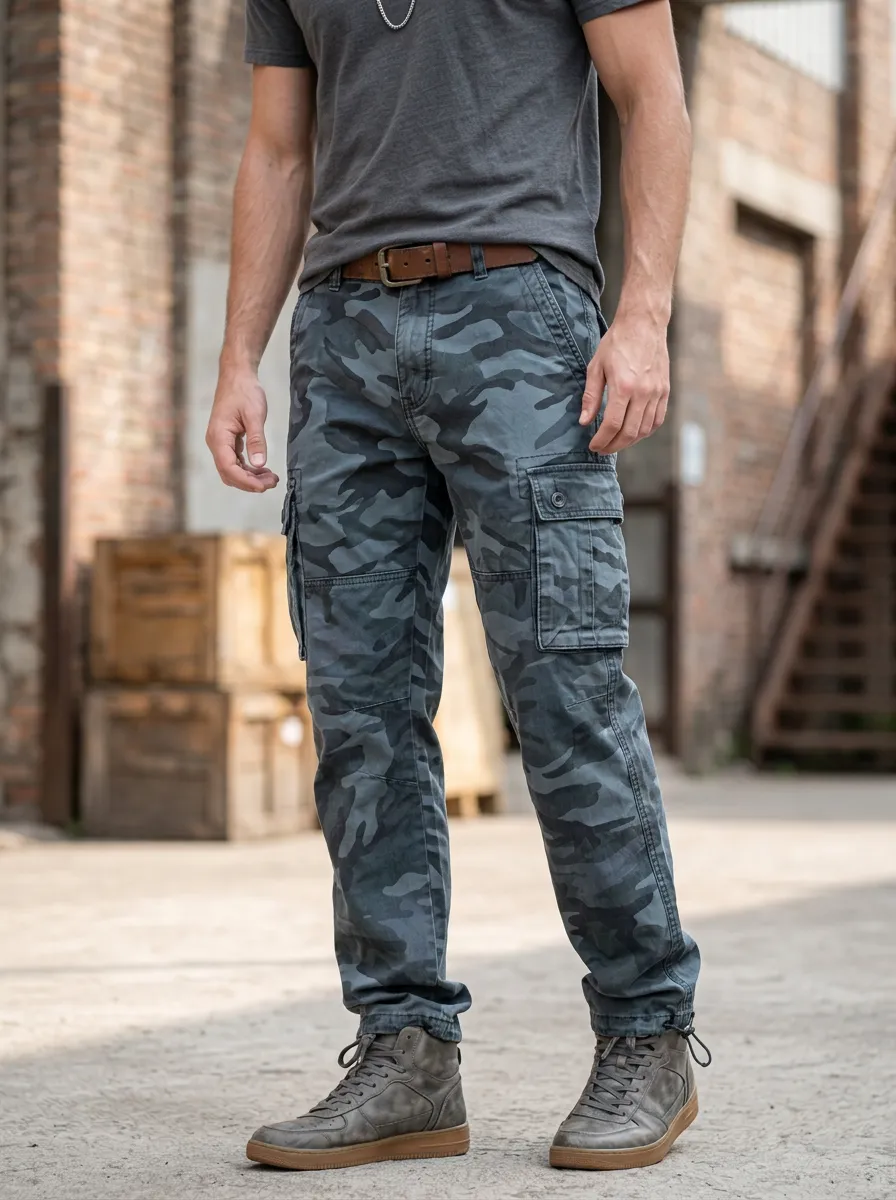 Men's Camouflage Zip Fly Detail Cargo Pants