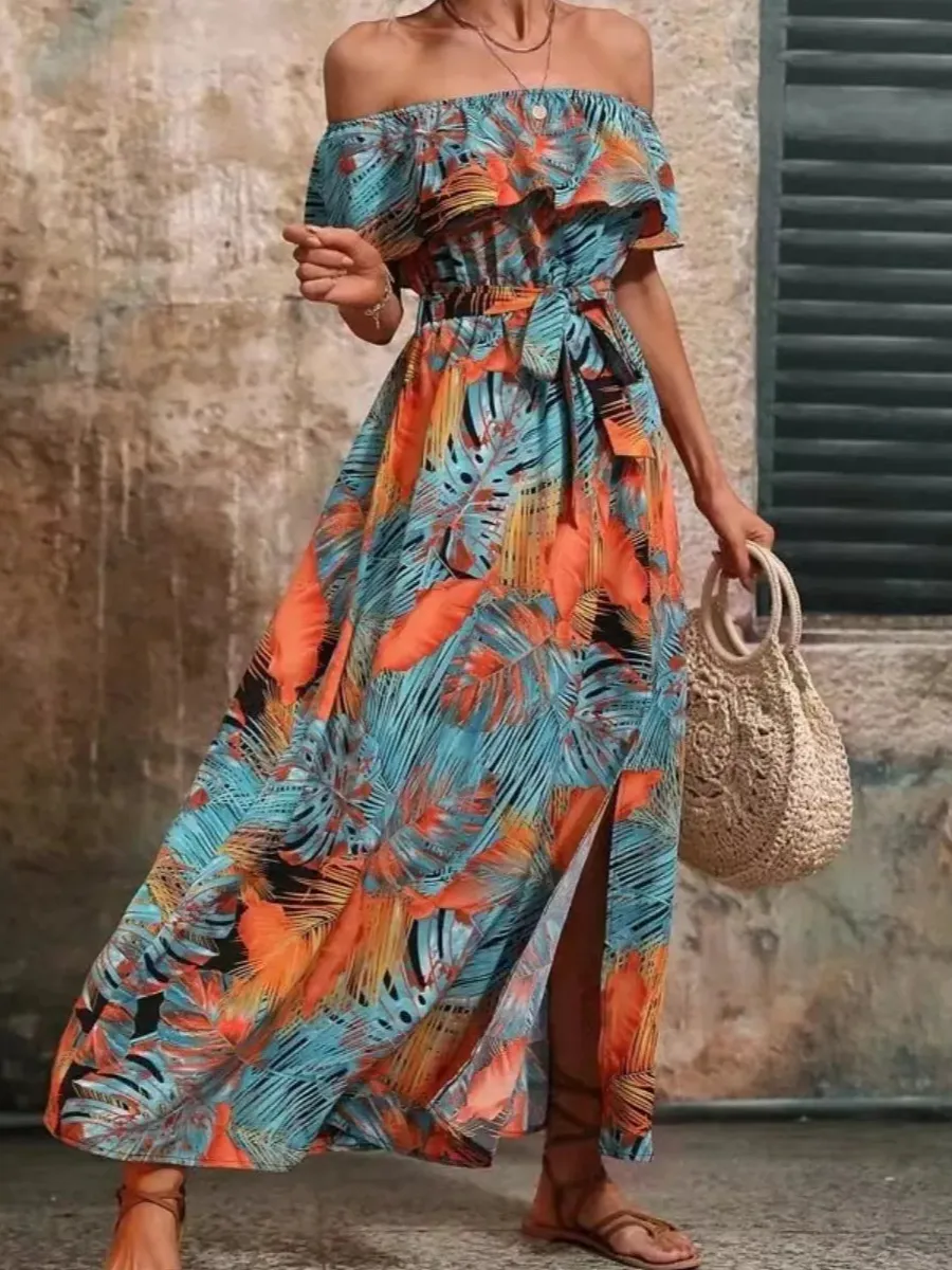 Ruffle Trim Maxi Dress