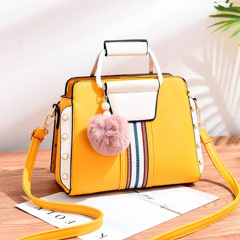 Chic PU Leather Shoulder Bag Beaded Flap Stylish