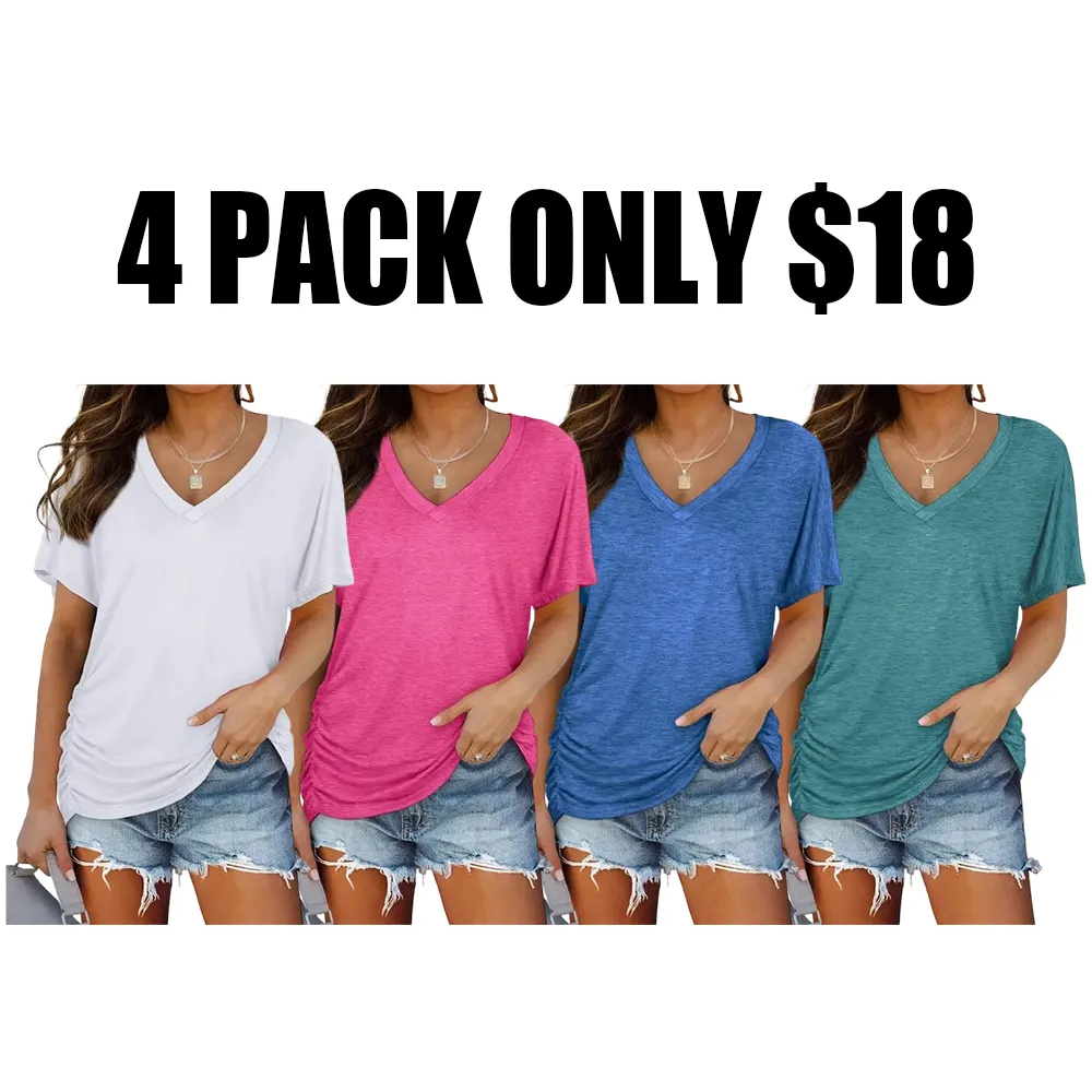 🔥Women's Short-Sleeved V-Neck Batwing Sleeve Top🔥10-Pack - All Colors Included, Only $32