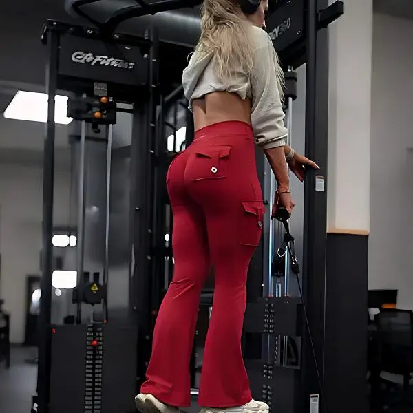 Women's High Waisted Scrunch Flare Yoga Leggings with Pockets