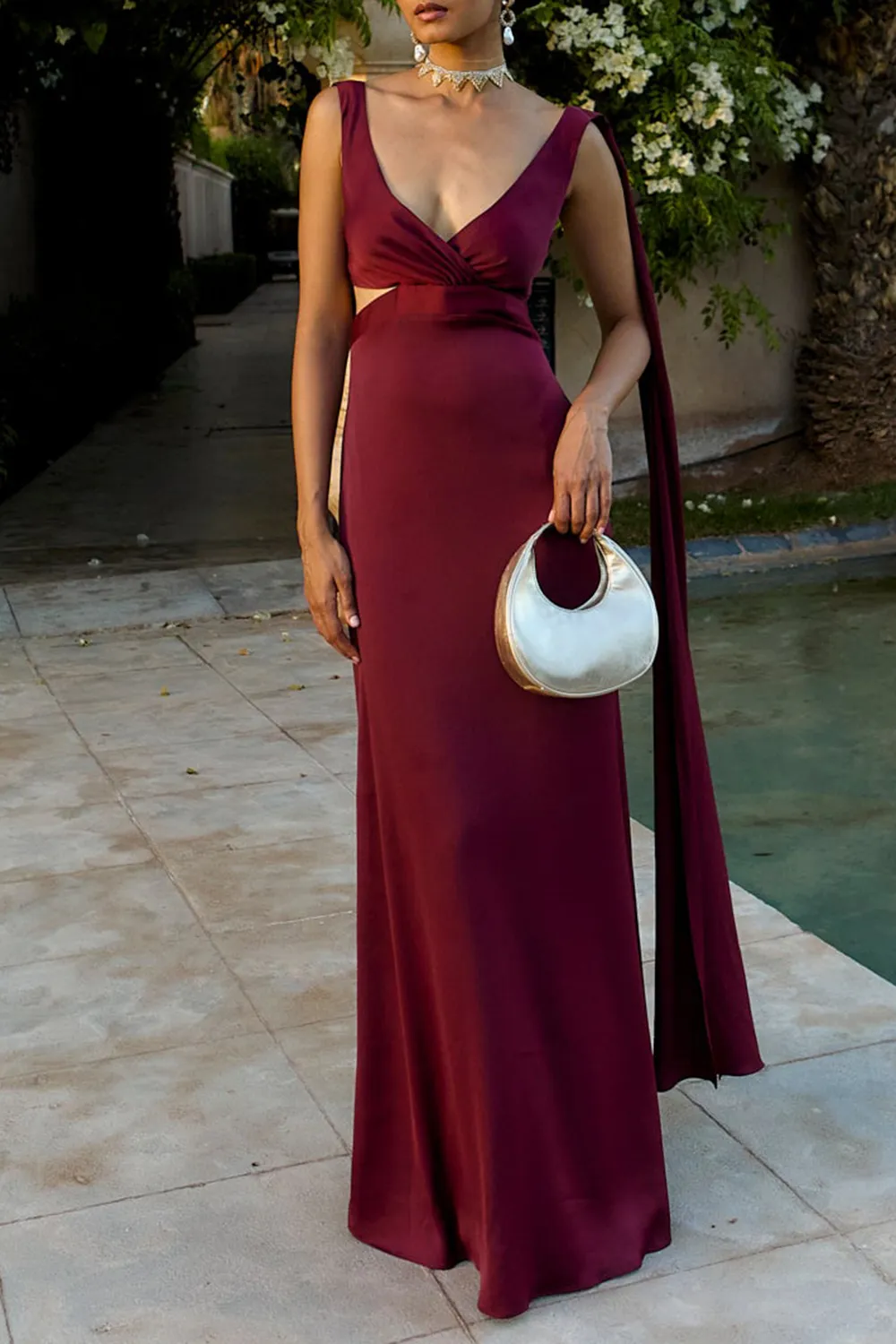 Solid Backless Dress