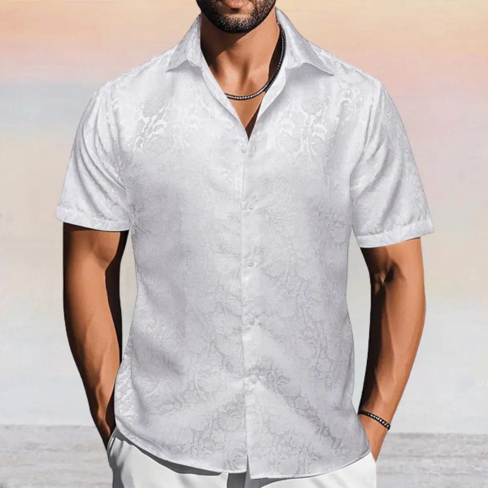 Tailored Paisley Button Up Short Sleeve Button Shirt