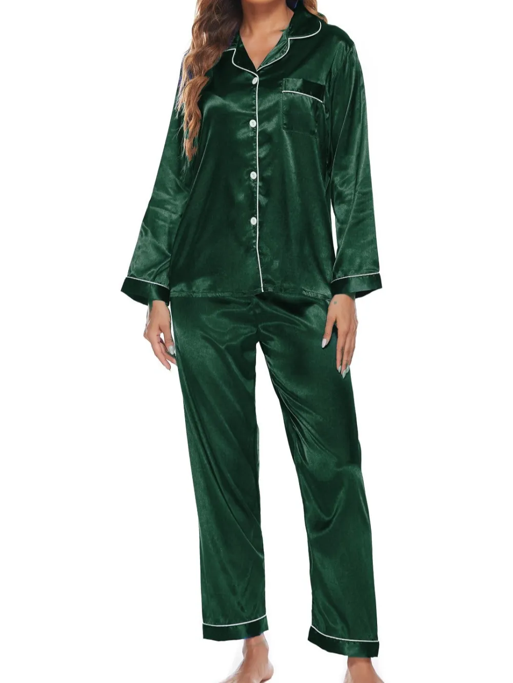 Two Piece Button Down Collared Pajama Set