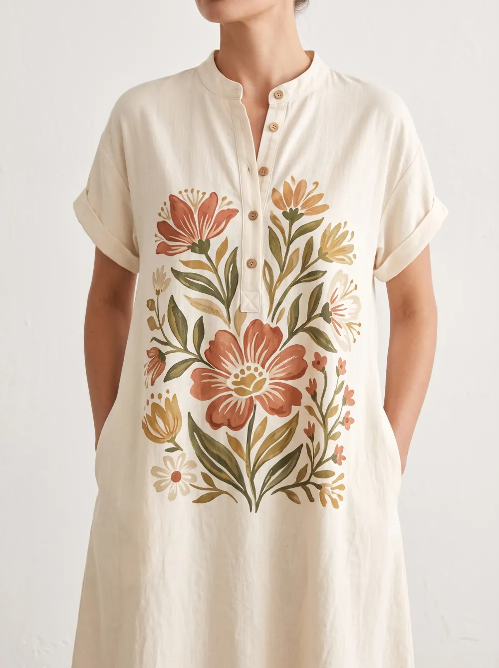 Boho Floral Botanical Button-up Casual Top