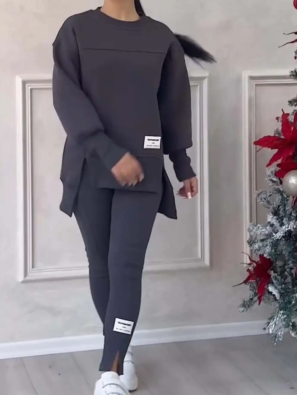 Irregular Long-Sleeved Sweatshirt Suit