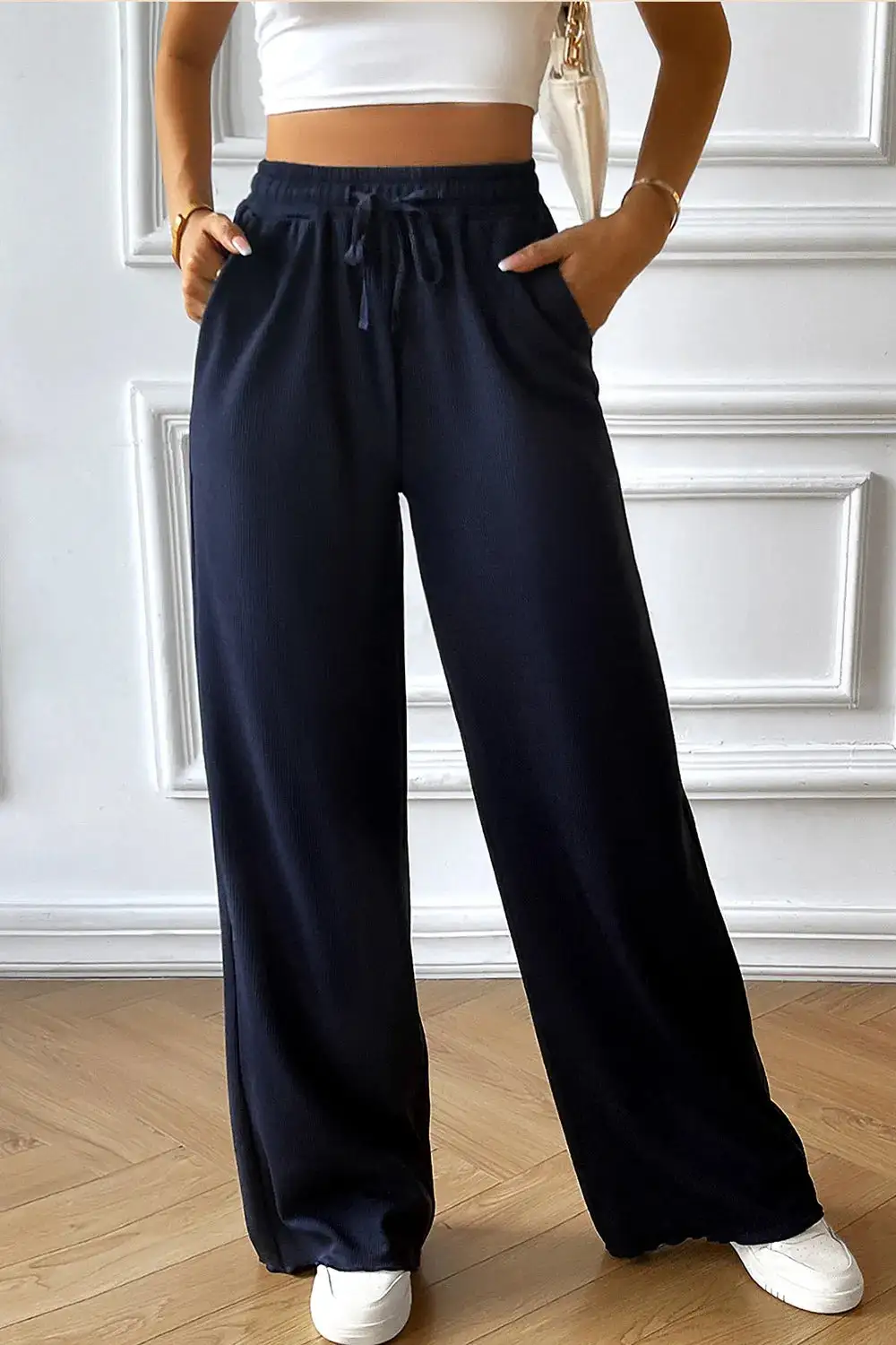 Casual Wide Leg Drawstring Pants