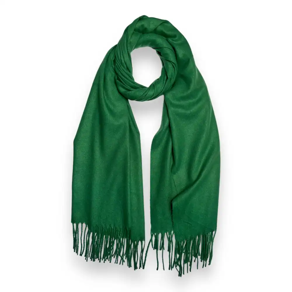 Plain Wool Blend Tasseled Scarf