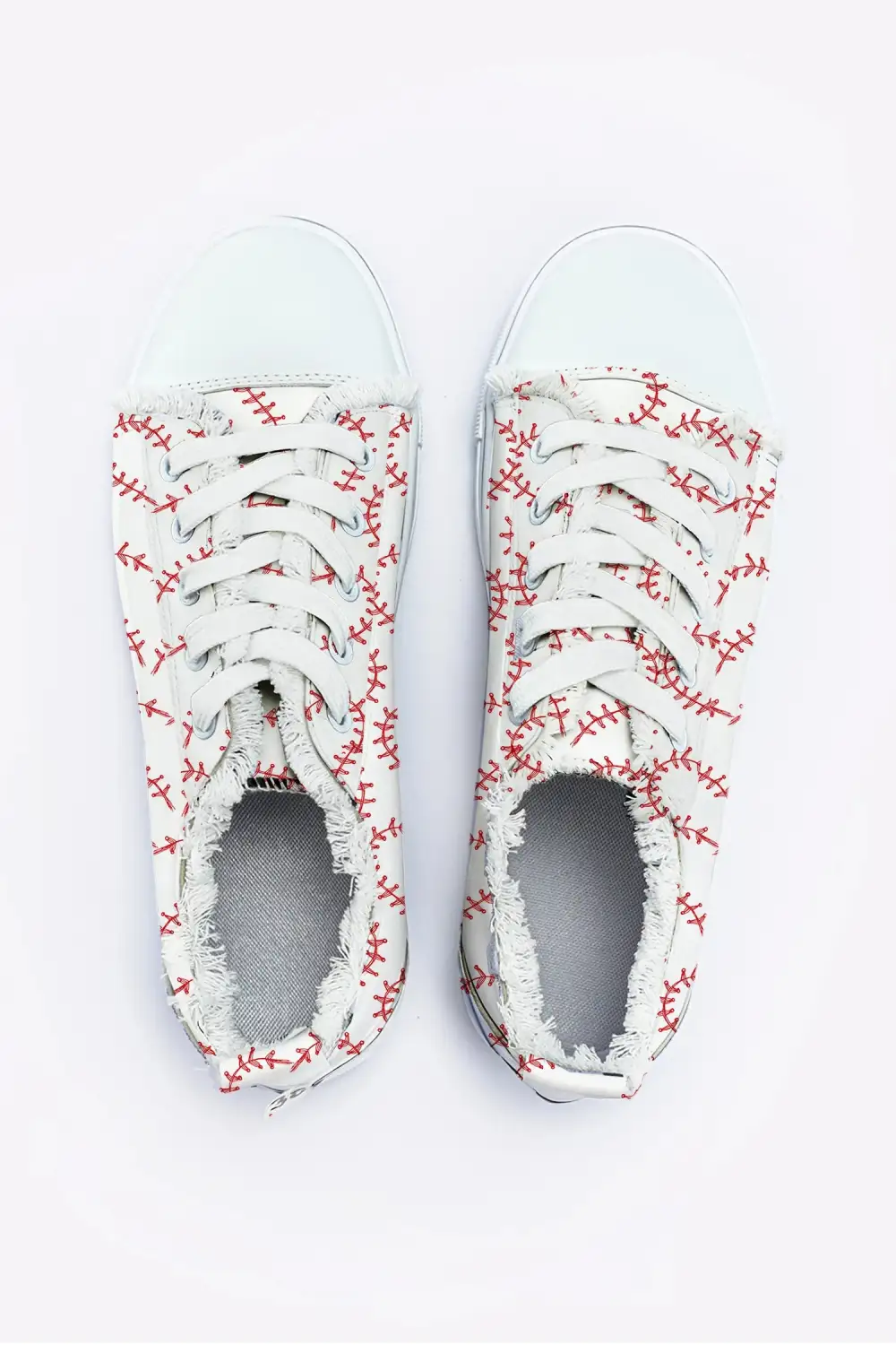 Baseball Stitch Frayed Canvas Sneakers