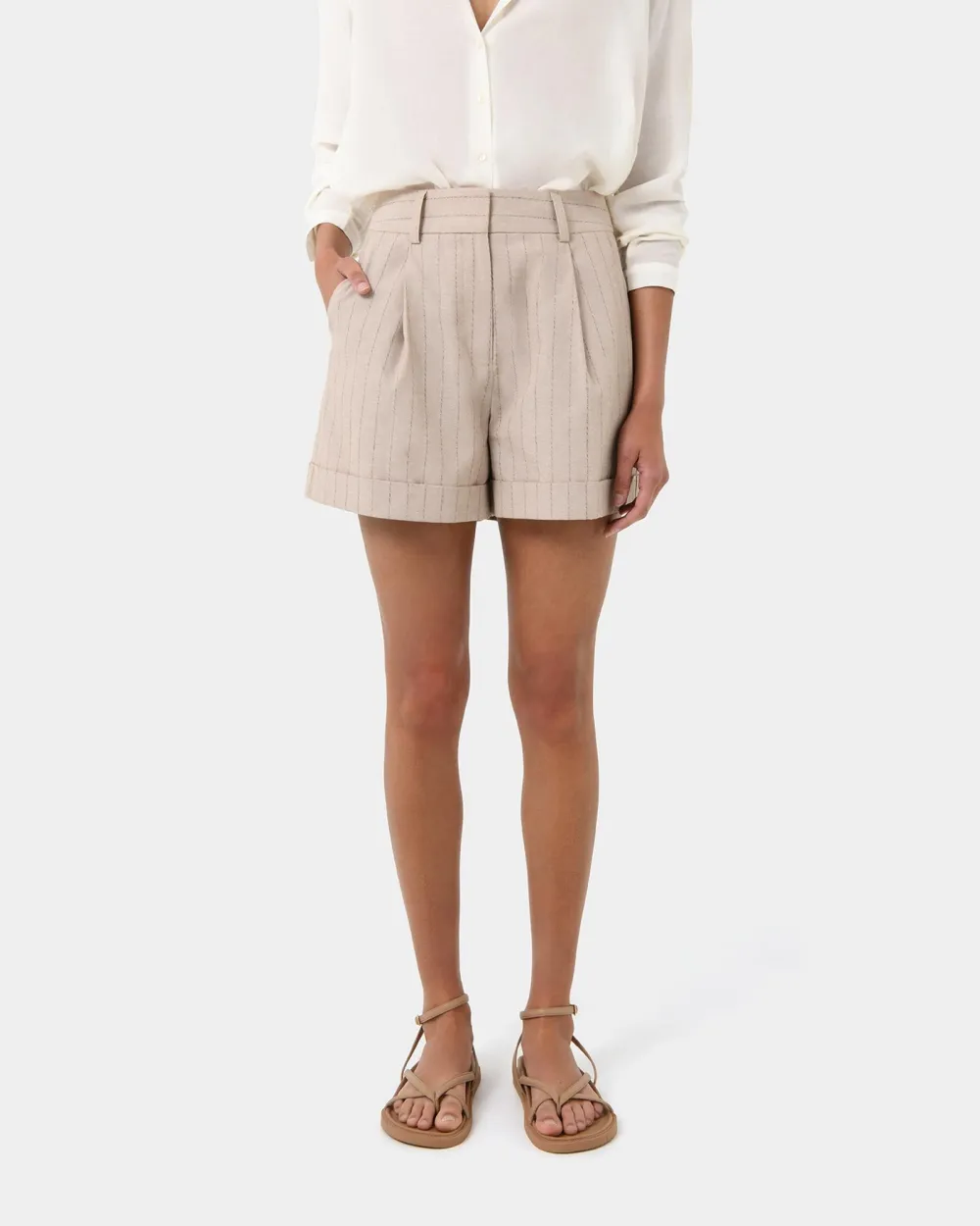 Striped Pattern Design Cotton Shorts