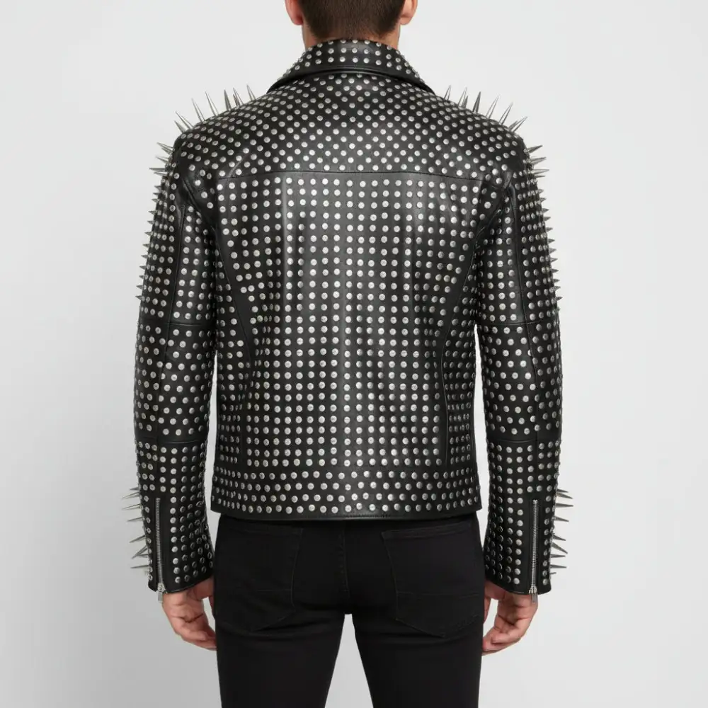 Statement Leather Biker Motorcycle Studded Jacket