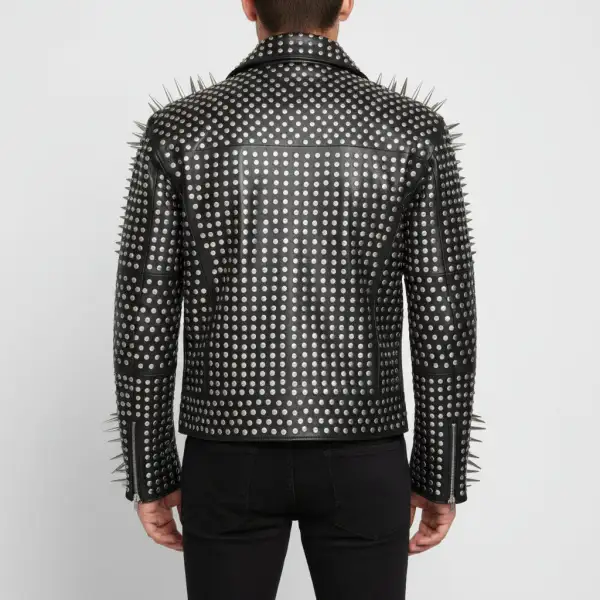Statement Leather Biker Motorcycle Studded Jacket