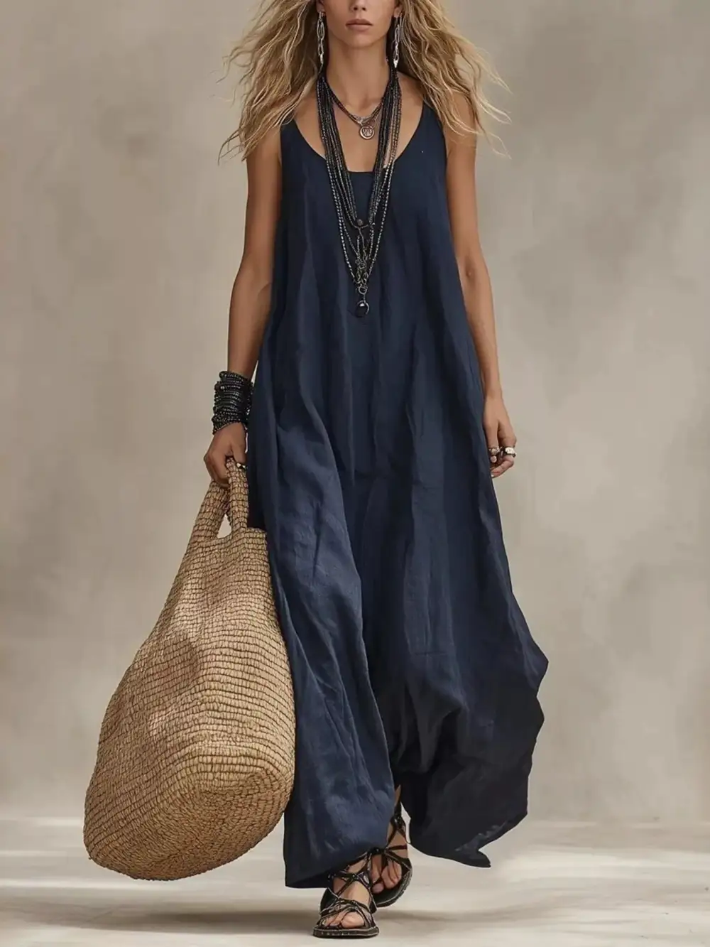 Scoop Neck Sleeveless Maxi Dress