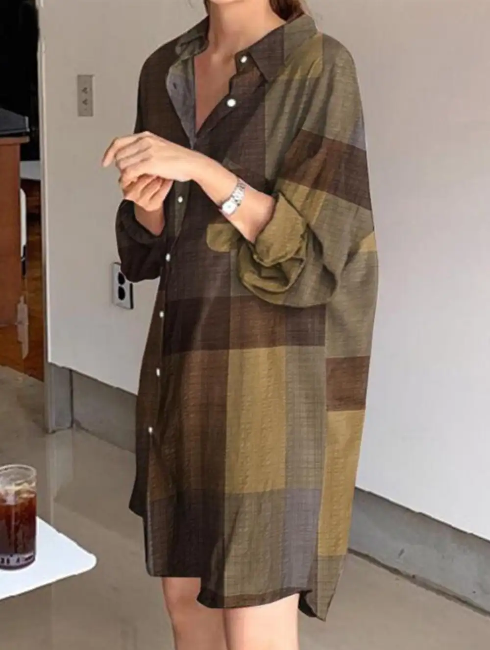 Cardigan Long-Sleeved Lapel Mid-Length Shirt