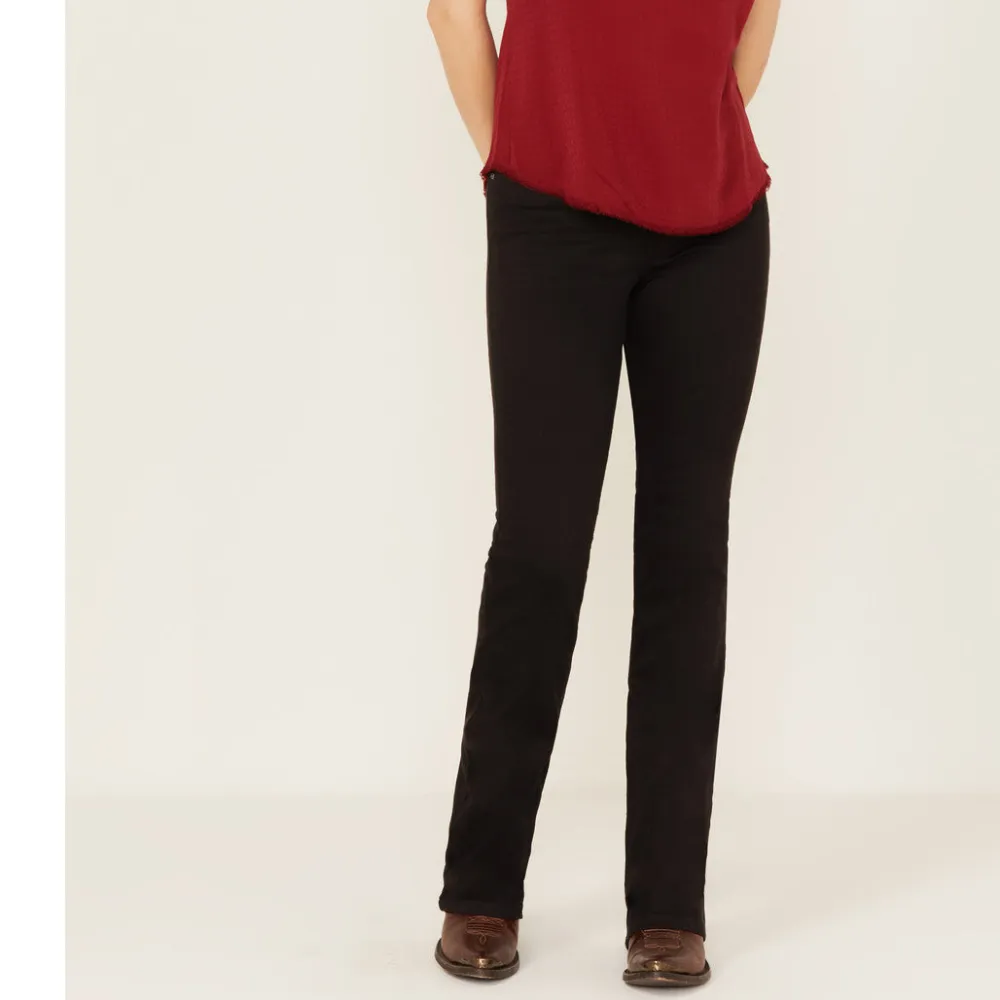 Relaxed High Rise Bootcut Stretch Denim Embroidered Jeans