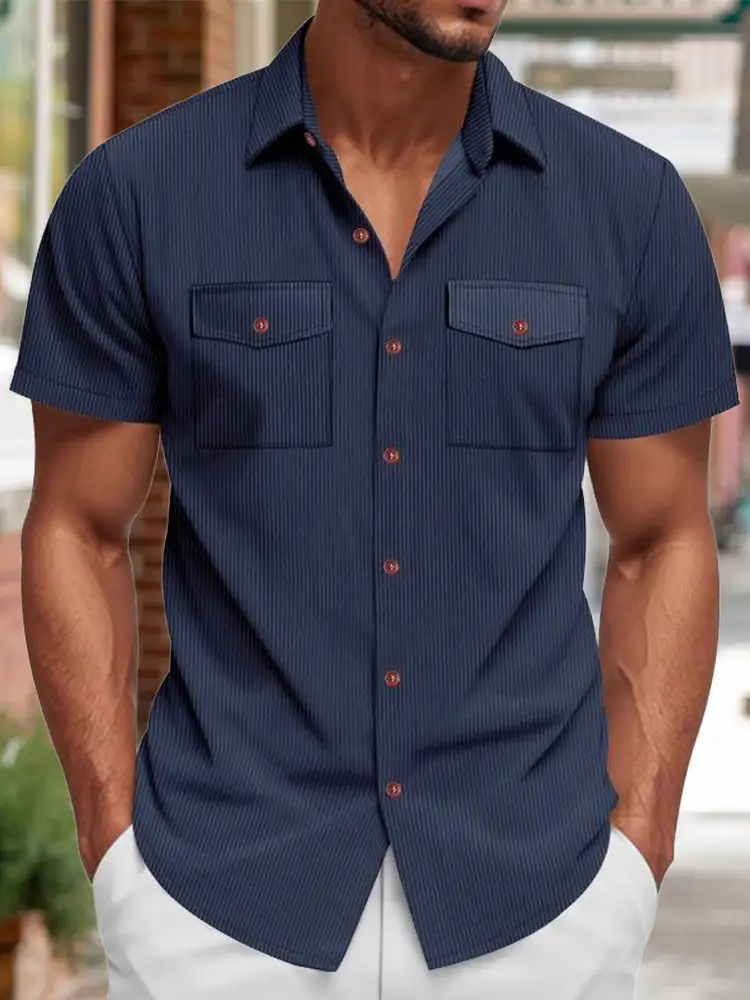 S Relaxed Ribbed Knit Short Sleeve Shirt
