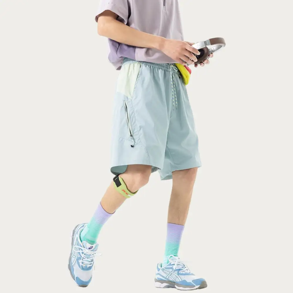 Drawstring Pocketed Lightweight Colorblock Men's Athletic Shorts