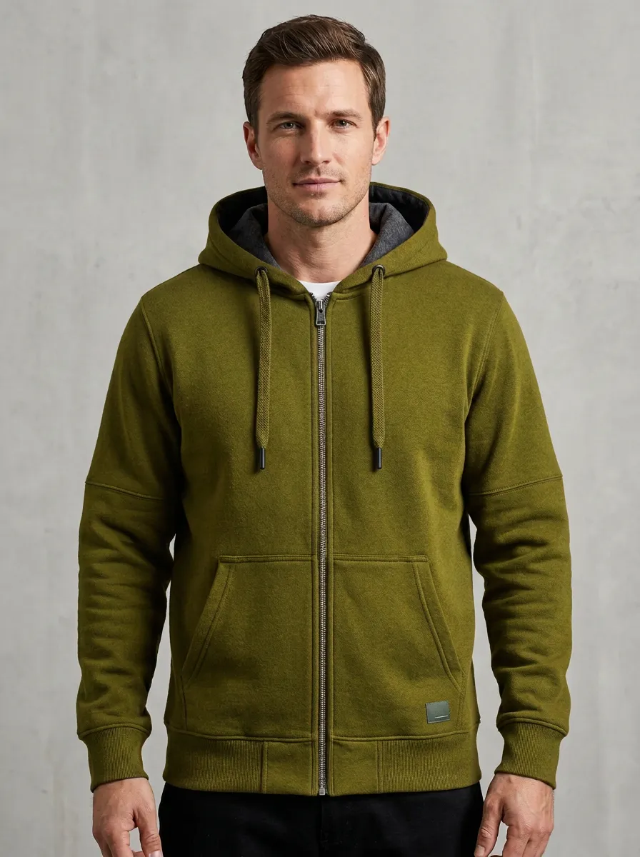 Casual Zip-Up Hooded Training Look Men's Sport Jacket