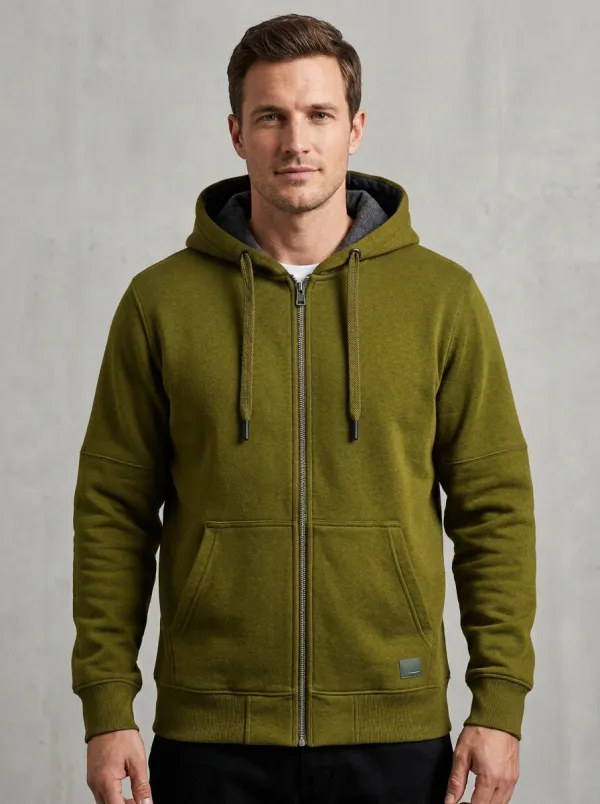 Casual Zip-Up Hooded Training Look Men's Sport Jacket