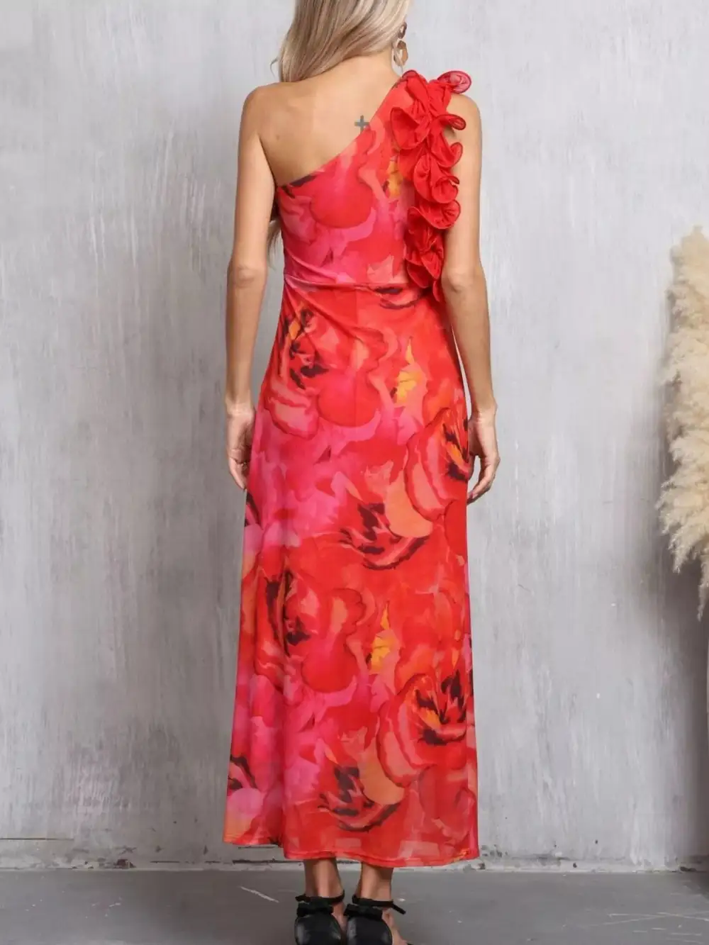 Lightweight Feel Floral Printed Ruffle Dress