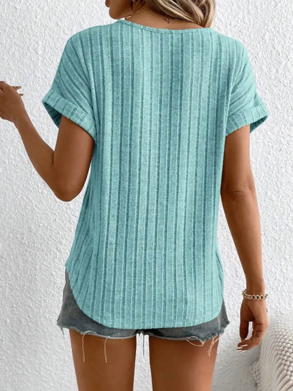 Everyday Round-Neck Short-Sleeve Ribbed T-Shirt