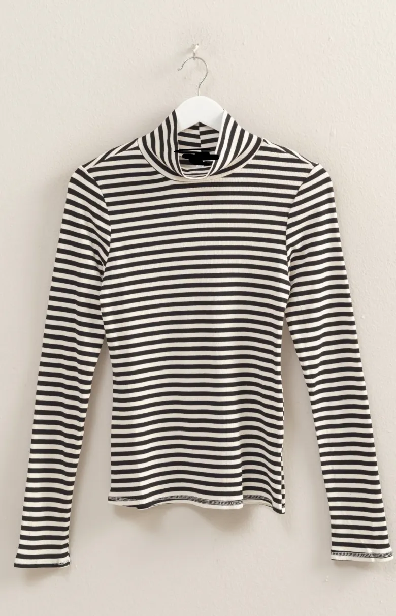 Chic Striped Turtleneck Top
