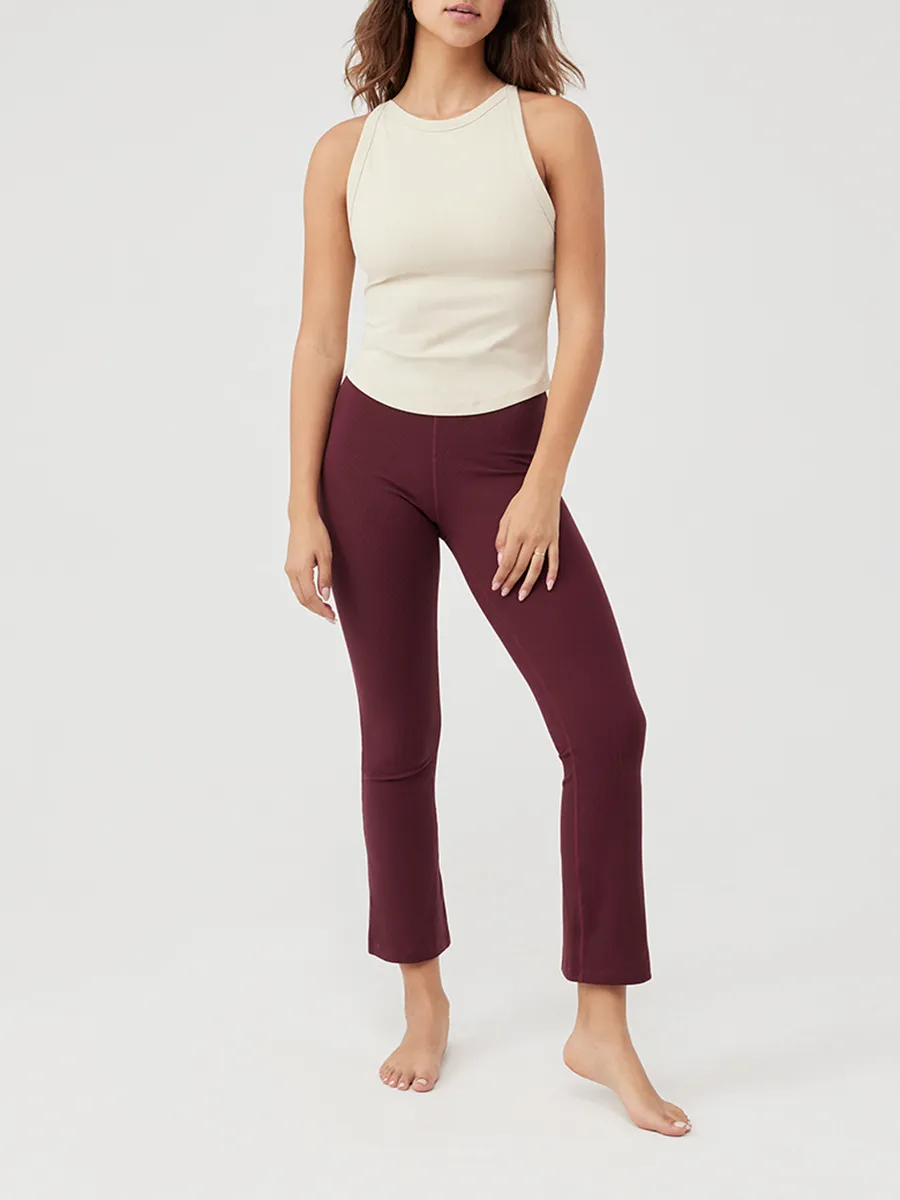 Rib High Neck Cami Backless Tops