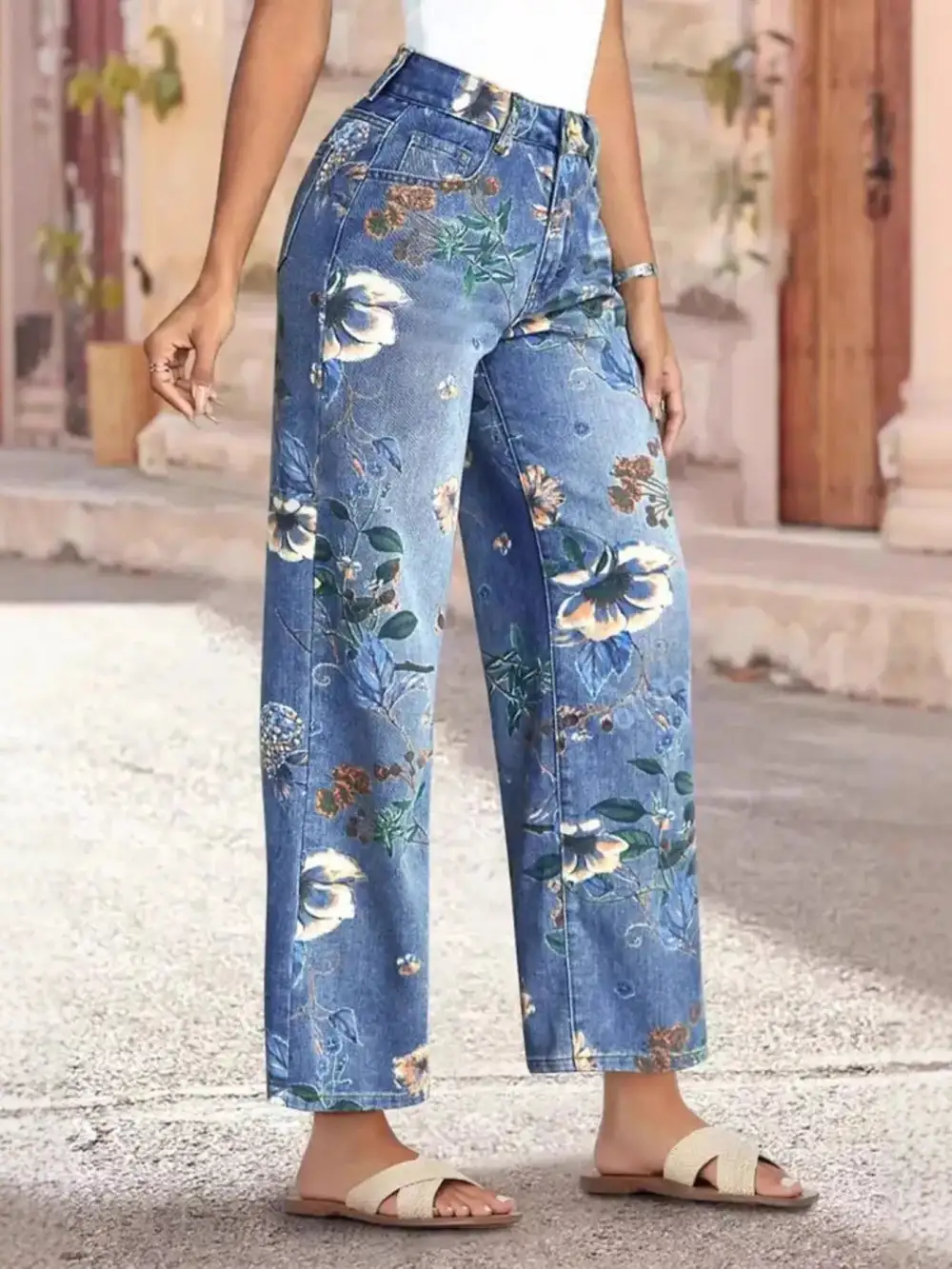 Casual Wide Leg Denim Jeans