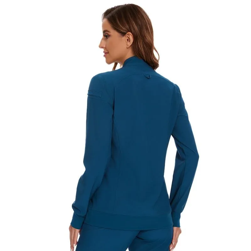 Scrub Jackets for Woman, Zip Front Nurse Jacket, 4-Way Stretch Fabric