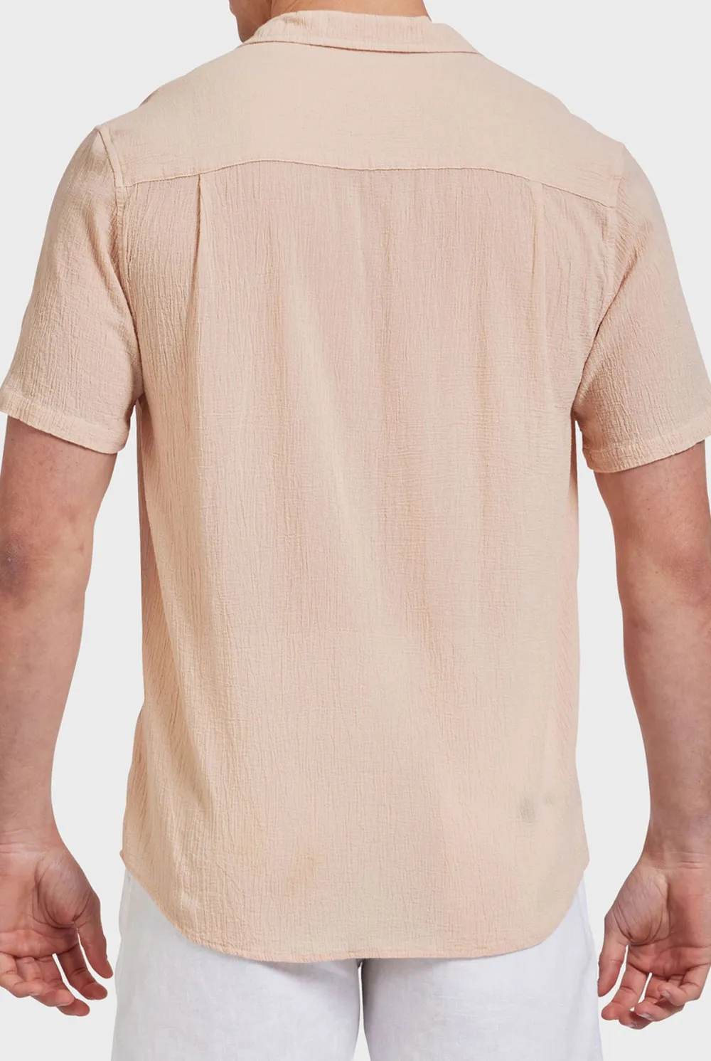Peach Textured Short Sleeve Shirt