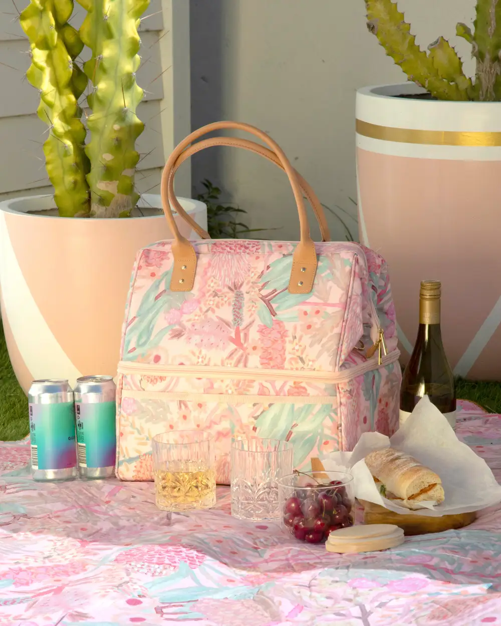 Floral Carry Cooler Bag For Outings