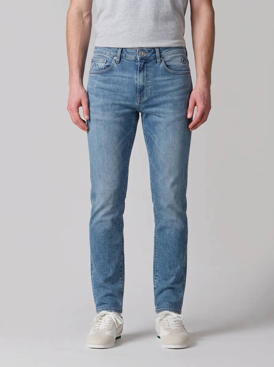 Men's Classic Flexible Light Wash Stretch Denim Jeans