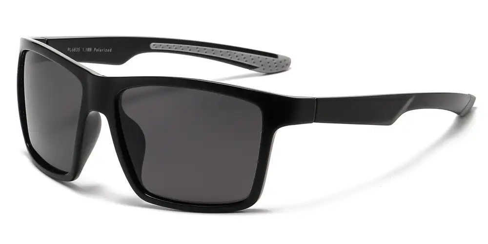 Square Sport With Color Mirror Lens Polarized Plastic Sunglasses
