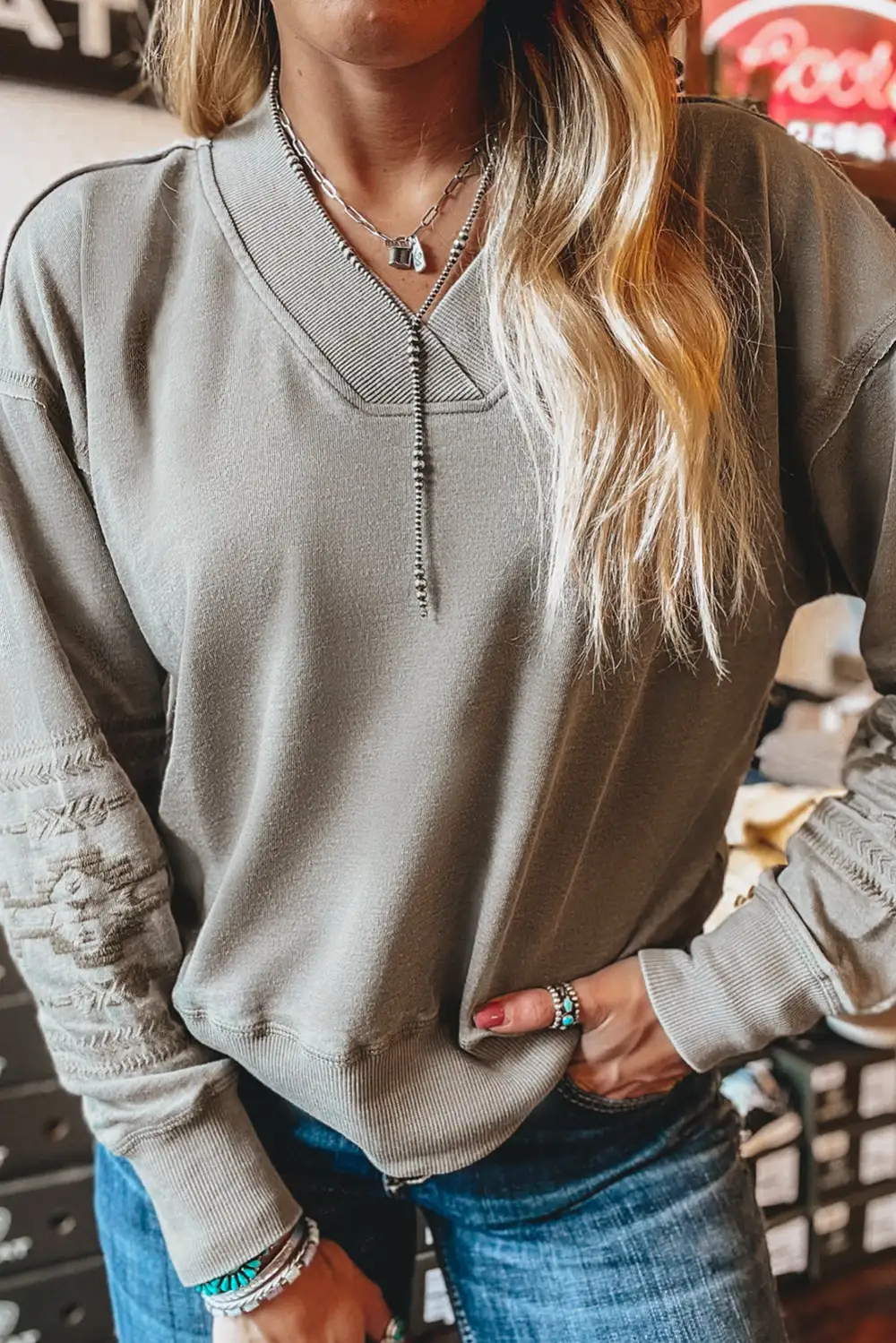 Embroidered Western Inspired Sweatshirt