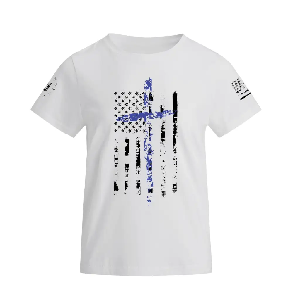 WOMEN'S USA FLAG CROSS GRAPHIC TEE