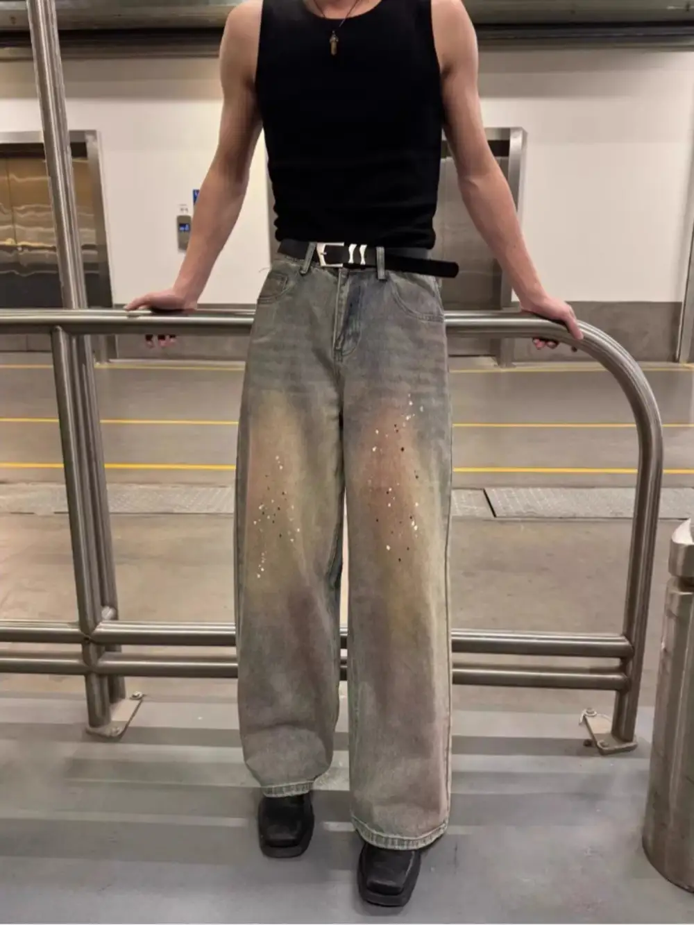 Everyday Men's Full Size Vintage Wash Wide Leg Jeans Plus Size